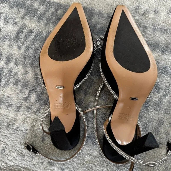 Tony Bianco Black Satin Rhinestone Bow Weeding Party Shoe Size 7.5 - Picture 2 of 2